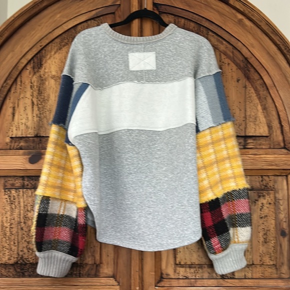 Free People We the Free Easy on me Pullover Sweater Top plaid Long sleeve - Picture 9 of 11